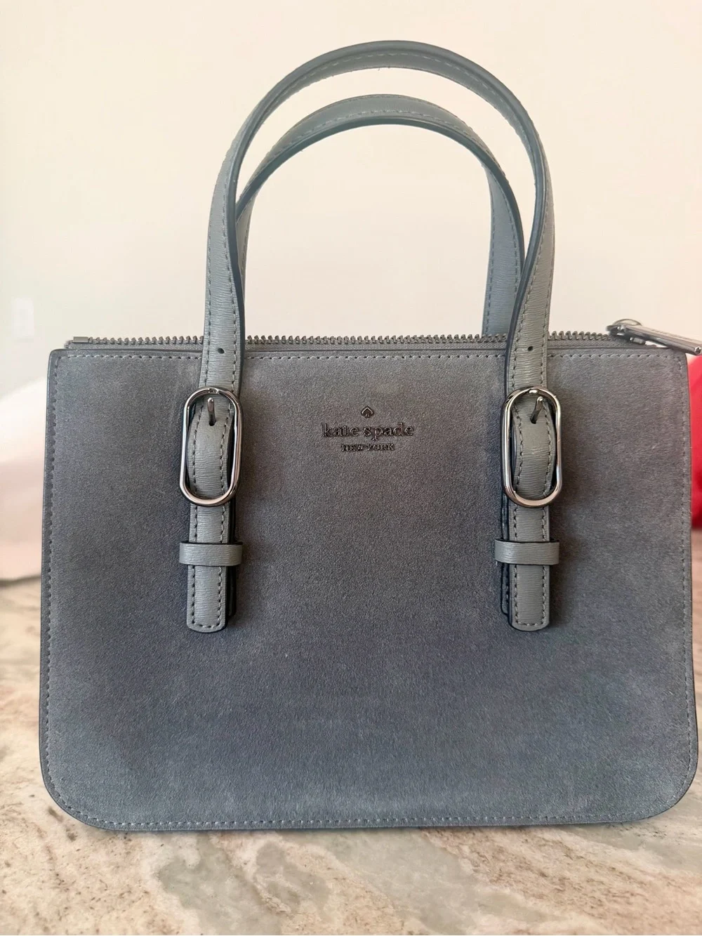 kate spade Slate Blue Suede Top-Handle Satchel